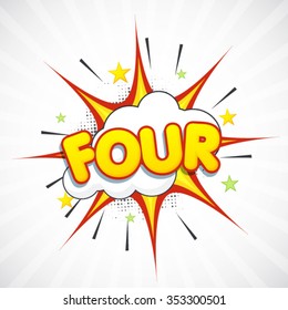  Vector Illustration of Cricket sports concept with 4 Number on white background.