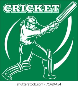 vector illustration of a cricket sports player batsman silhouette batting