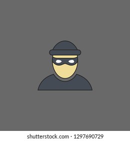 Vector illustration of criminal icon in mask. Bank robber, terrorist