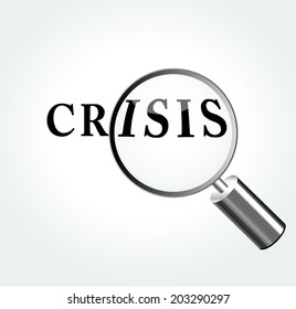 Vector illustration of crisis concept with magnifying