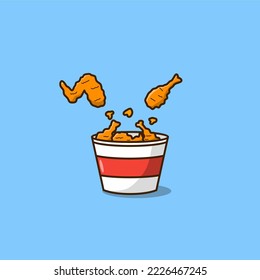 Vector illustration of crispy chicken on blue background 