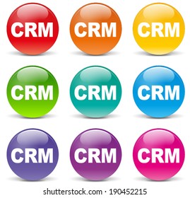 Vector illustration of crm set icons on white background