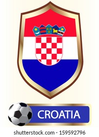 Vector illustration of Croatia; blazon with flag