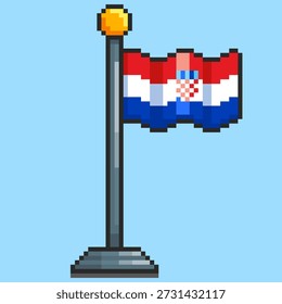 Vektorgrafik von Kroatien Flagge mit Pixel Art Design, perfekt für Spiel Assets Themen Designs