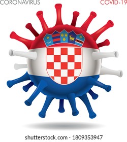 Vektorgrafik der kroatischen Flagge, Virusform einzeln auf weißem Hintergrund