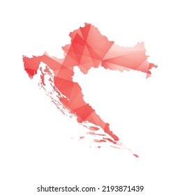 vector illustration of Croatia map with red colored geometric shapes