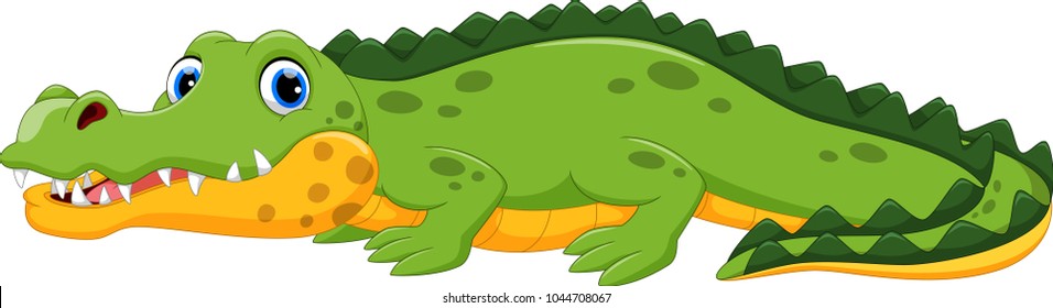 Vector illustration of crocodile cartoon isolated on white background 