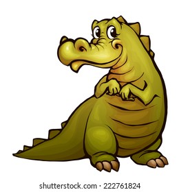 Vector illustration of crocodile in cartoon style.