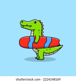 Vektorgrafik eines Krokodile-Cartoons mit Surfbrett 