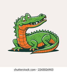 vector illustration of crocodile character logo mascot badge for poster, banner, logo design template