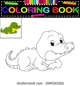 vector illustration of crocodile coloring book