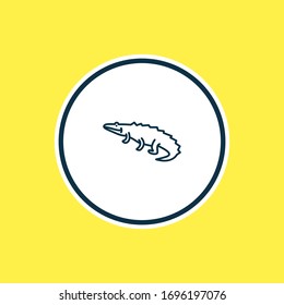 Vector illustration of crocodile icon line. Beautiful zoology element also can be used as alligator icon element.