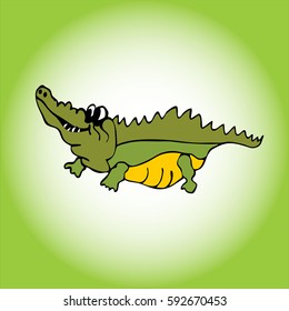 Vector illustration of crocodile. Isolated cartoon animal. Creativity for children