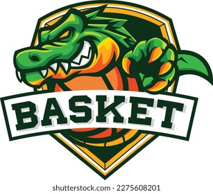 Vector illustration of Crocodile mascot for basketball team logo