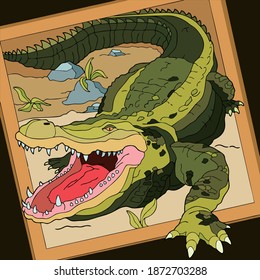 Vector illustration of a crocodile opening its mouth wide