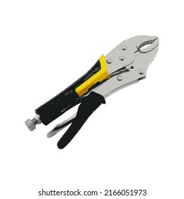vector illustration, crocodile pliers, rough trace design style.