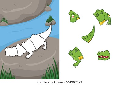A vector illustration of crocodile puzzle
