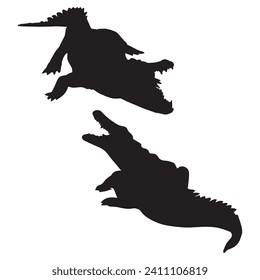 Vector Illustration of Crocodile Silhouette