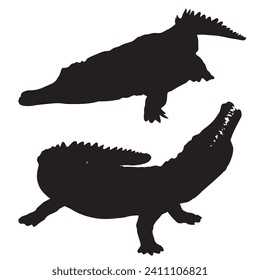 Vector Illustration of Crocodile Silhouette