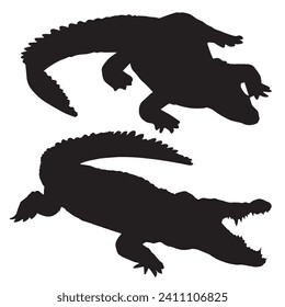 Vector Illustration of Crocodile Silhouette