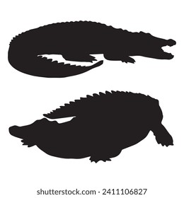 Vector Illustration of Crocodile Silhouette