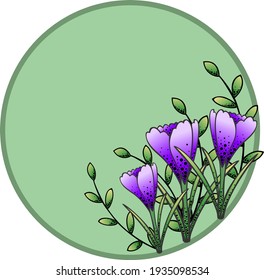 Ilustración vectorial, tarjeta de flor de Crocus con lugar para inscripción