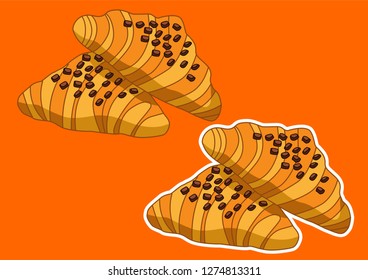 Vector illustration of croissant bread, vector bread.