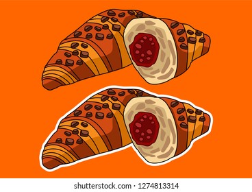 Vector illustration of croissant bread, vector bread.