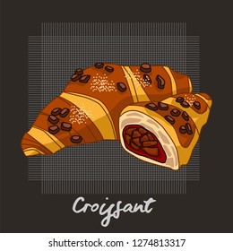 Vector illustration of croissant bread, vector bread.