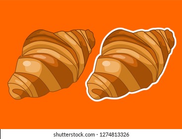Vector illustration of croissant bread, vector bread.