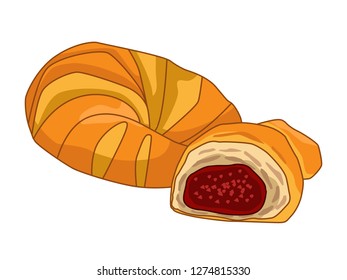 Vector illustration of croissant bread, vector bread isolated on white background
