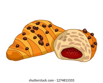 Vector illustration of croissant bread, vector bread isolated on white background