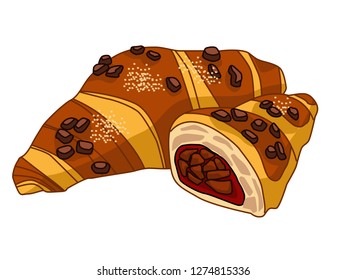 Vector illustration of croissant bread, vector bread isolated on white background