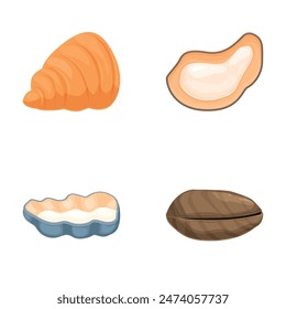 Vector illustration of a croissant, cashew, egg tart, and coffee bean