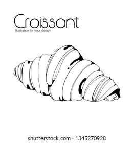 Vector illustration croissant on white background.