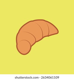 A vector illustration of a croissant on a yellow background.