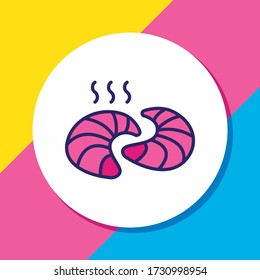 Vector illustration of croissants icon colored line. Beautiful world cuisine element also can be used as french roll icon element.