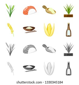 Vector illustration of crop and ecological icon. Set of crop and cooking stock vector illustration.