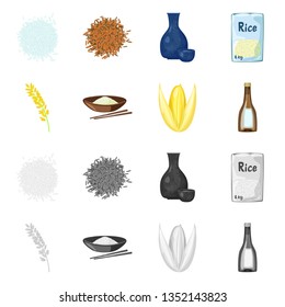 Vector illustration of crop and ecological icon. Collection of crop and cooking stock vector illustration.