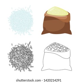 Vector illustration of crop and ecological icon. Set of crop and cooking stock symbol for web.