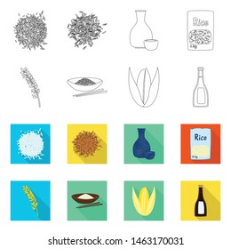 Vector illustration of crop and ecological icon. Set of crop and cooking vector icon for stock.