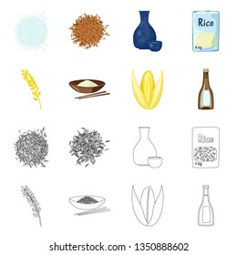 Vector illustration of crop and ecological logo. Collection of crop and cooking stock symbol for web.