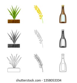 Vector illustration of crop and ecological logo. Collection of crop and cooking vector icon for stock.
