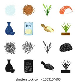 Vector illustration of crop and ecological logo. Collection of crop and cooking vector icon for stock.