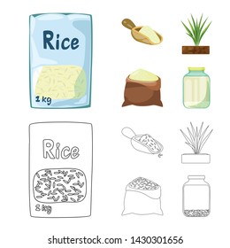 Vector illustration of crop and ecological logo. Collection of crop and cooking stock symbol for web.