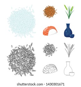 Vector illustration of crop and ecological logo. Set of crop and cooking stock symbol for web.