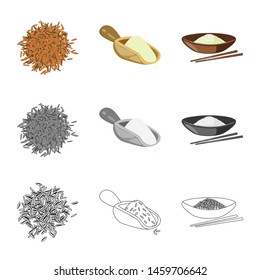 Vector illustration of crop and ecological logo. Collection of crop and cooking stock symbol for web.