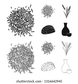 Vector illustration of crop and ecological sign. Set of crop and cooking stock symbol for web.