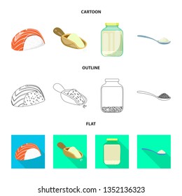 Vector illustration of crop and ecological sign. Set of crop and cooking stock symbol for web.