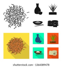 Vector illustration of crop and ecological sign. Set of crop and cooking stock symbol for web.